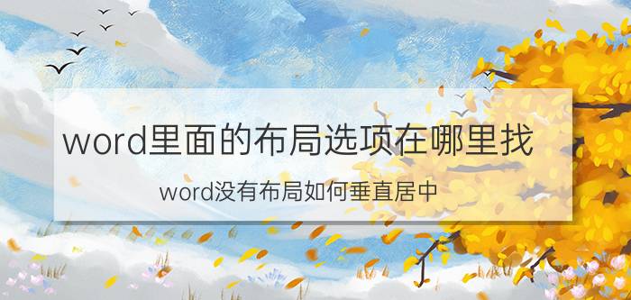 word里面的布局选项在哪里找 word没有布局如何垂直居中？